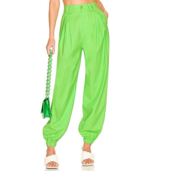 L'Academie Roux Linen Jogger Pant in Lime Green NW0T Size Small - Picture 1 of 3